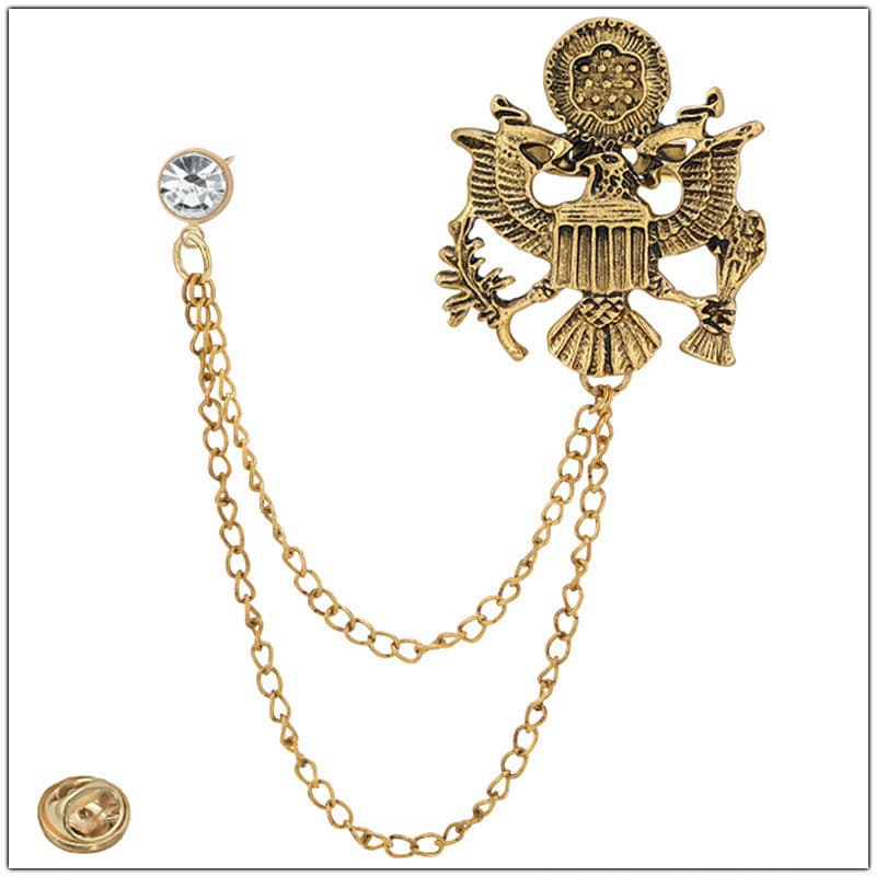 Wind Men's Suit Accessories British College Style Eagle Emblem Tassel Brooch Collar Pin Jewelry Gift