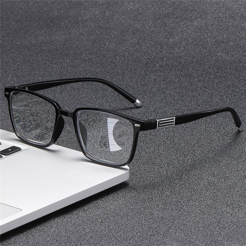 Men's Glasses Stylish Anti Blue Light Photochromic Reading Glasses, Multifocal, Comfortable, Dual Use Reading Glasses For Both Near And Far Vision.