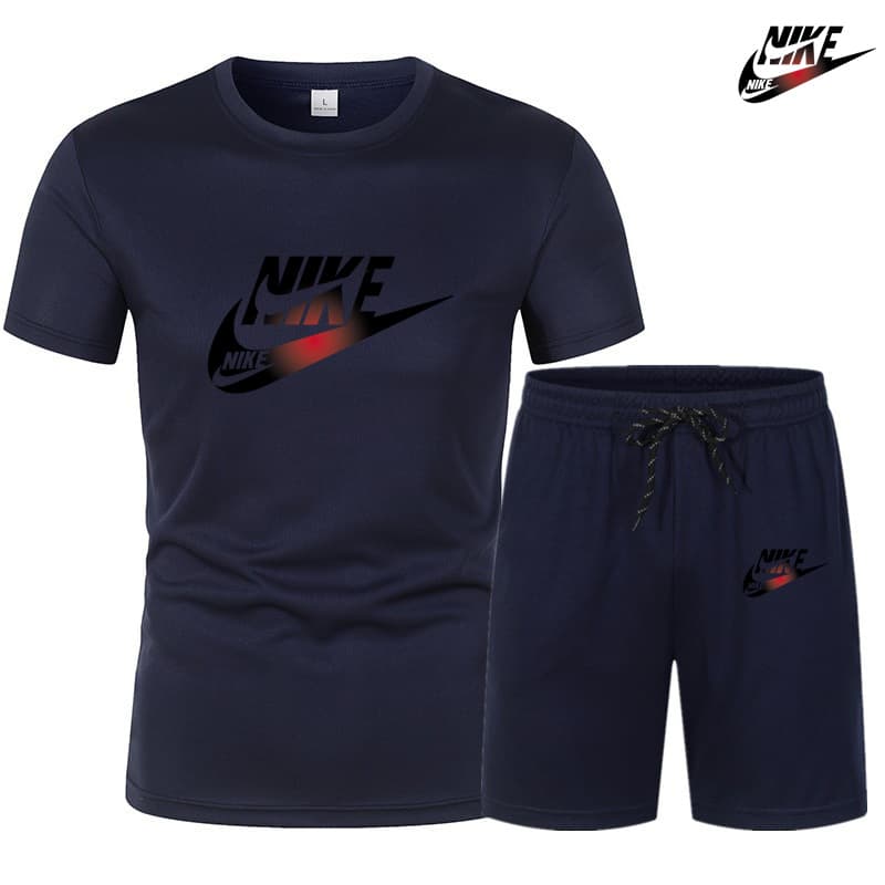 Ensemble de sport décontracté d'été pour hommes, T-shirt à manches courtes + short, deux pièces, élastique et respirant, ensemble d'entraînem