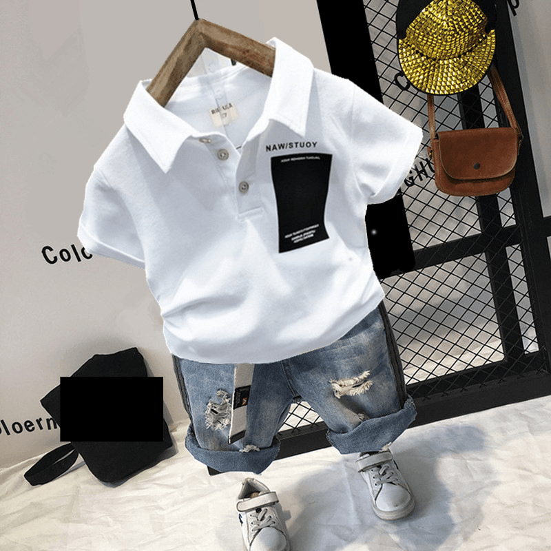 Mother&Kids Children's polo boys summer children's short-sleeved T-shirt lapel cotton top baby trend