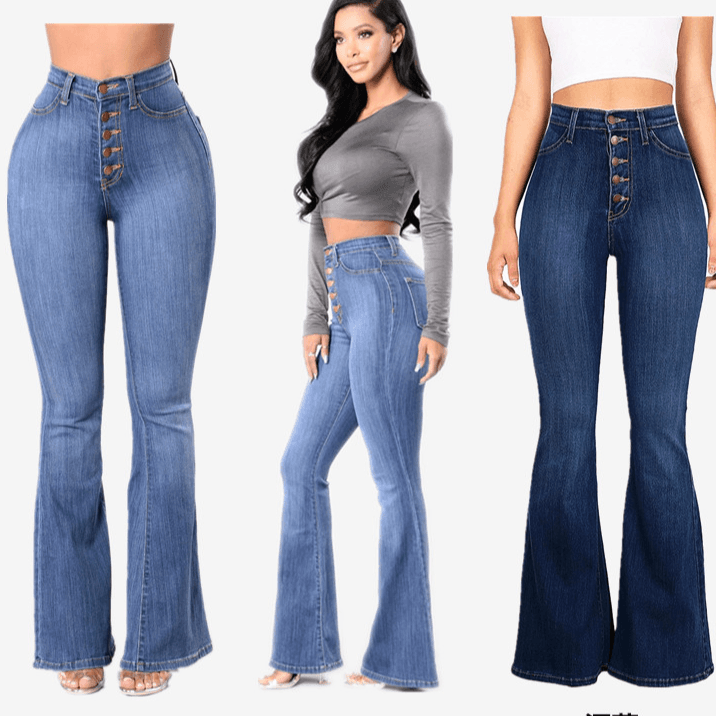 Women's Clothing New Style Slim High Waist Butt Lifting Denim Flared Pants