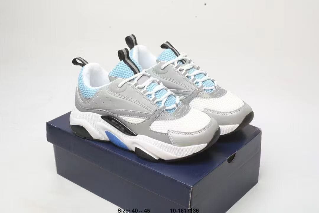 Chaussures basses de sport et de loisirs B22 en cuir et maille avec bride à logo pour homme