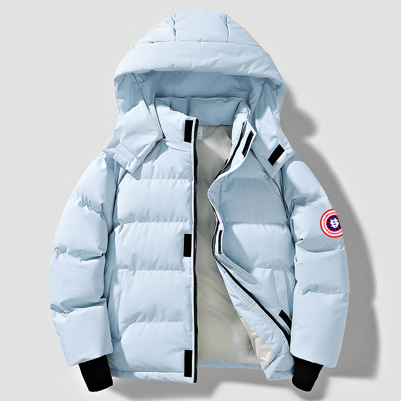 Doudoune d'hiver pour homme, chaude et coupe-vent, avec écusson amovible carte des États-Unis sur la manche, style streetwear, noire, longue et ép