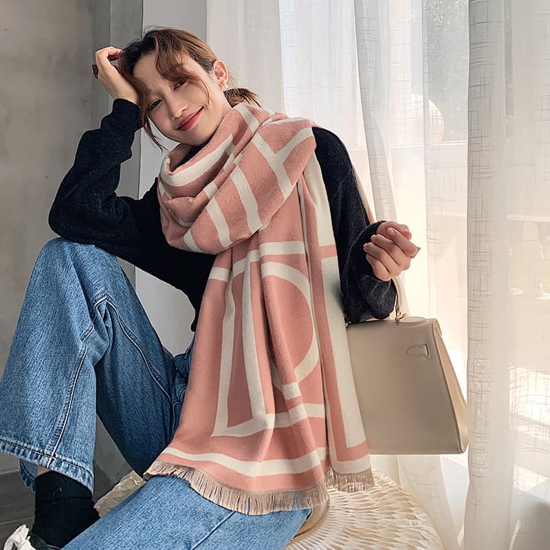 Écharpe pied-de-poule simple pour femme, nouvelle collection automne-hiver, légère et luxueuse, longue section, châle chaud en cachemire épais