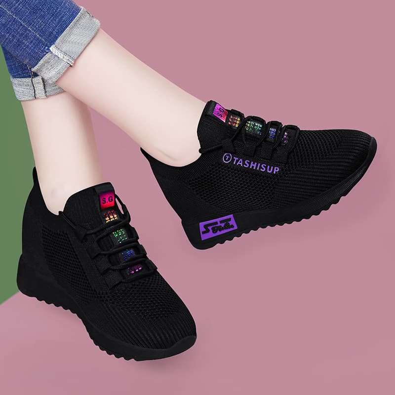 P9Inner heightening women's shoes 2023 new summer casual shoes dance shoes soft bottom middle-aged women's shoes working mother shoes