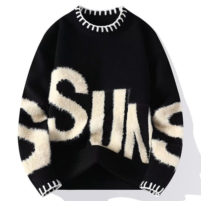 Knitted Sweater For Autumn And Winter Warmth, Arctic Fleece Sweater, Versatile Sweater