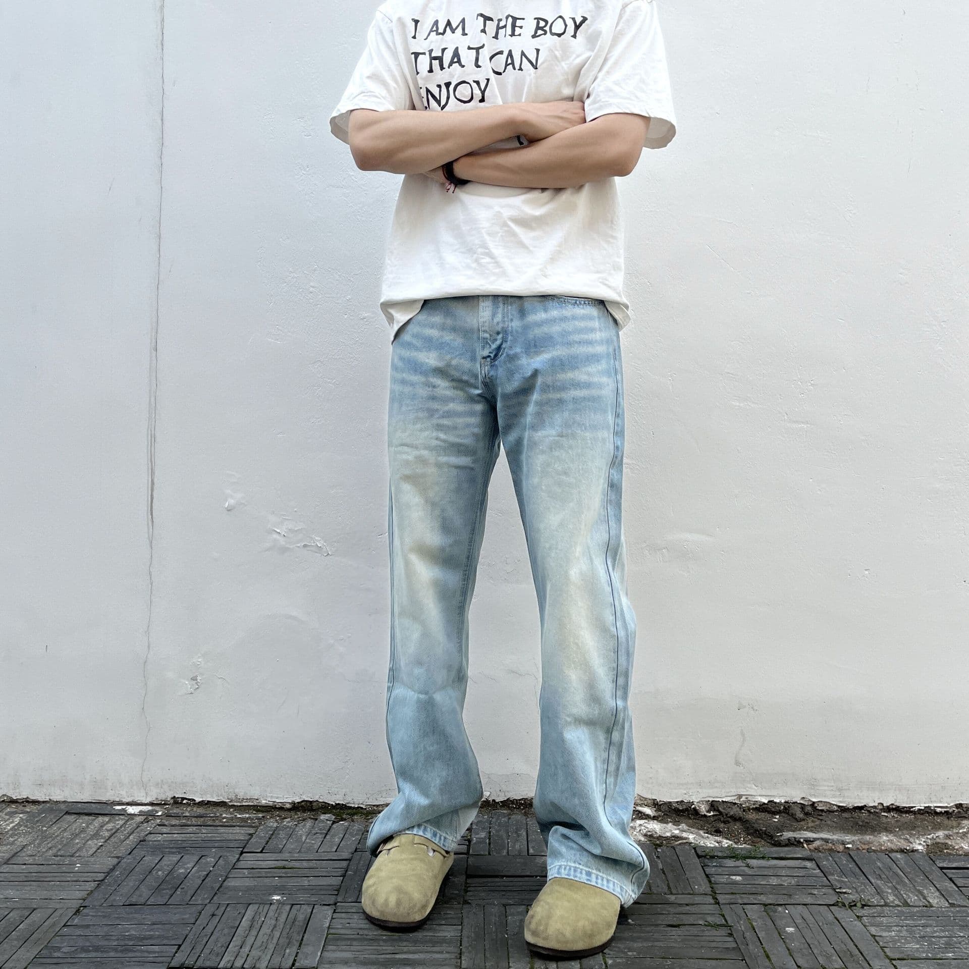 Men's Clothing Loose Wide Leg Washed Vintage Jeans Silo Straight