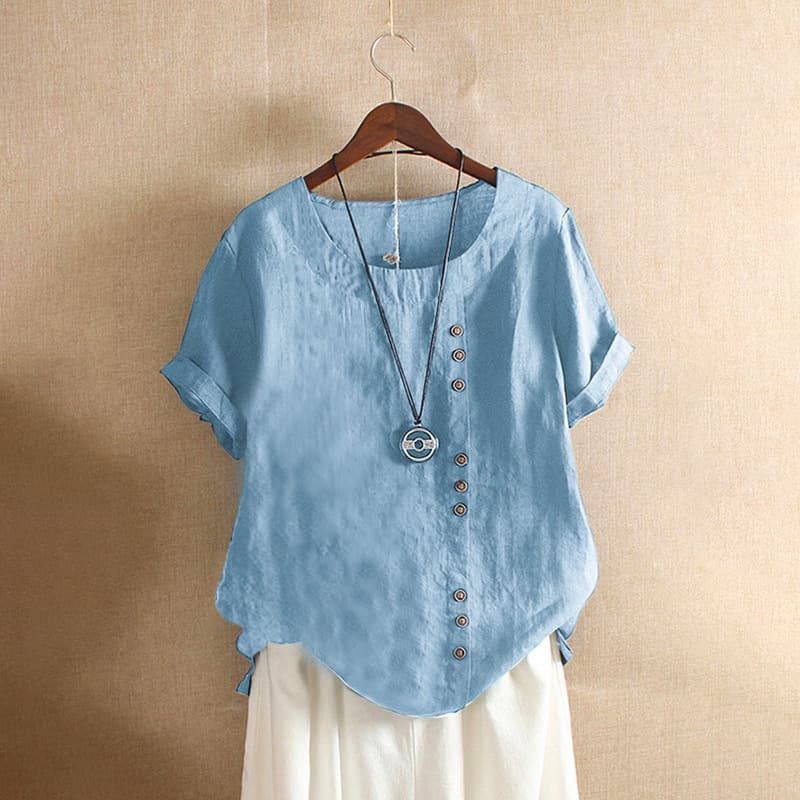 Women's Clothing Top large size casual loose cotton and linen T-shirt cotton and linen women