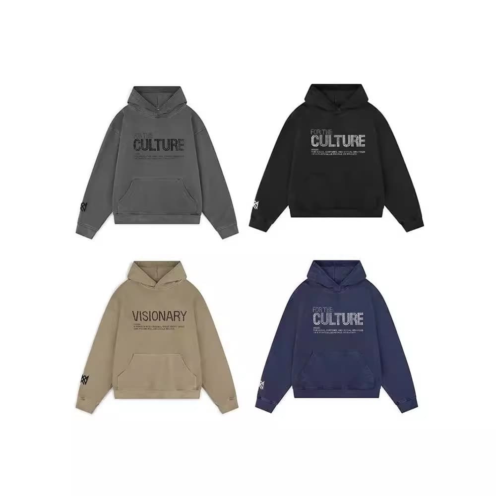 Men's Clothing High Street Retro Style Letter Hot Diamond Sweater Autumn Men's And Women's Tops Hooded Loose Casual Jacket