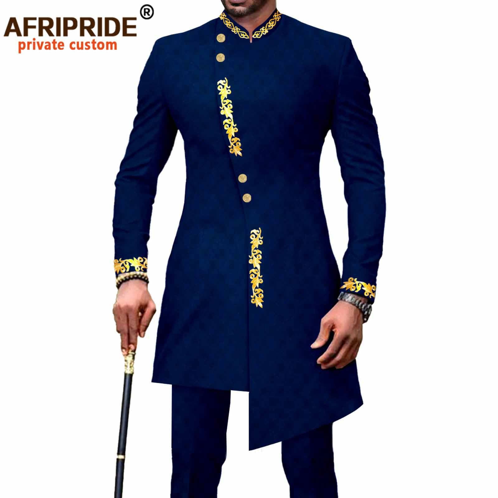 Men's clothing African men slim two piece set