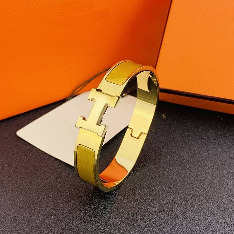 Bracelet classique en émail avec lettre H de créateur, large boucle en or, bracelet H européen et américain, bracelet pour couple