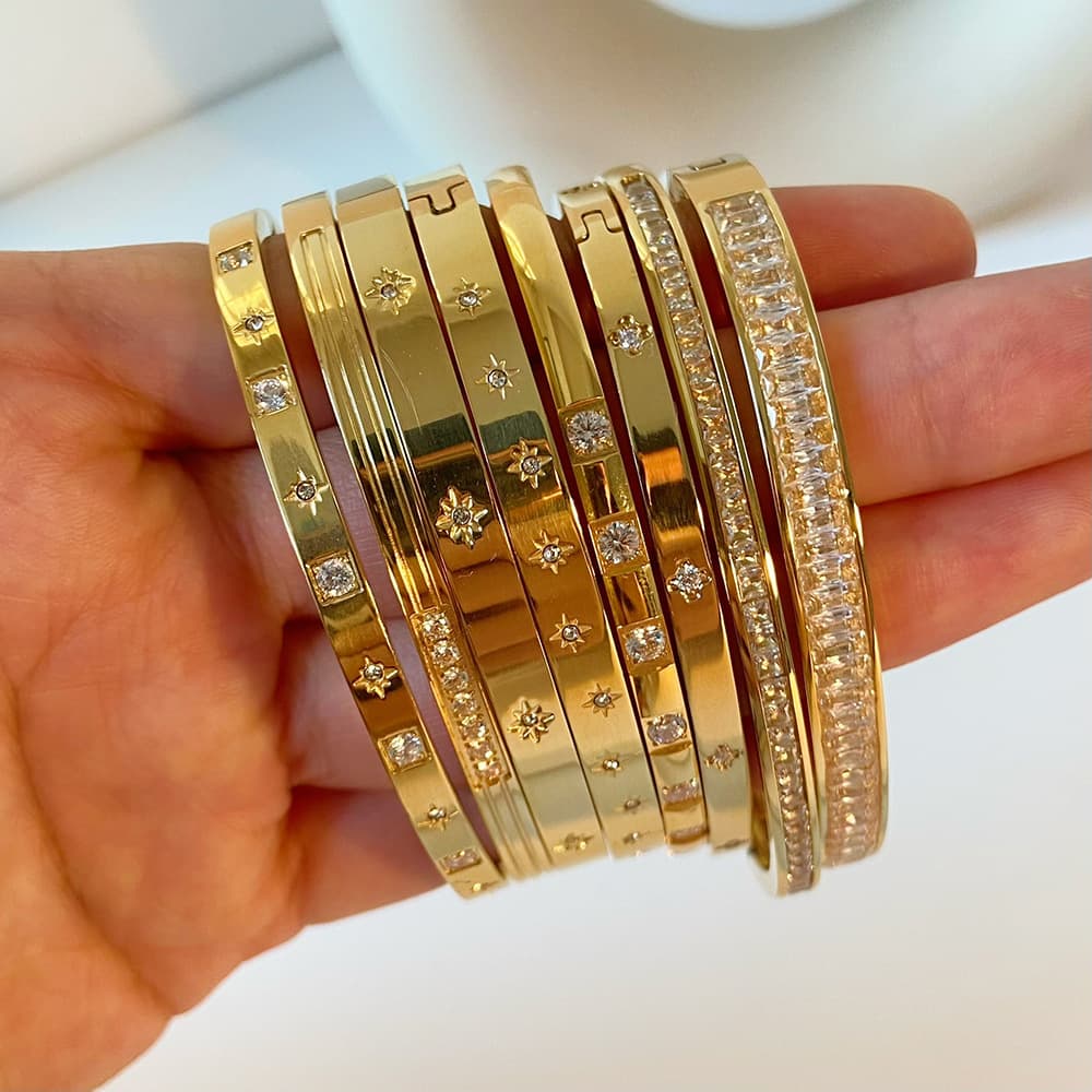 Instagram Wind Titanium Hexagram Star Buckle Gold Plated Stainless Steel Zircon Bracelet