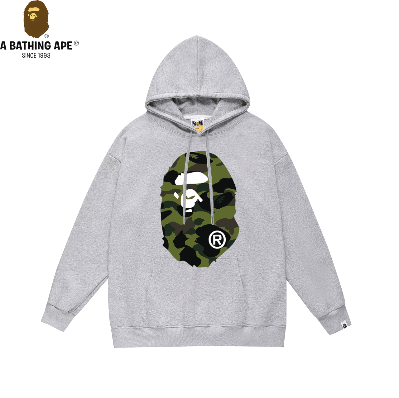 Sweat à capuche en pur coton imprimé tête de grand singe de Bathing APE BAPE, pour hommes et femmes