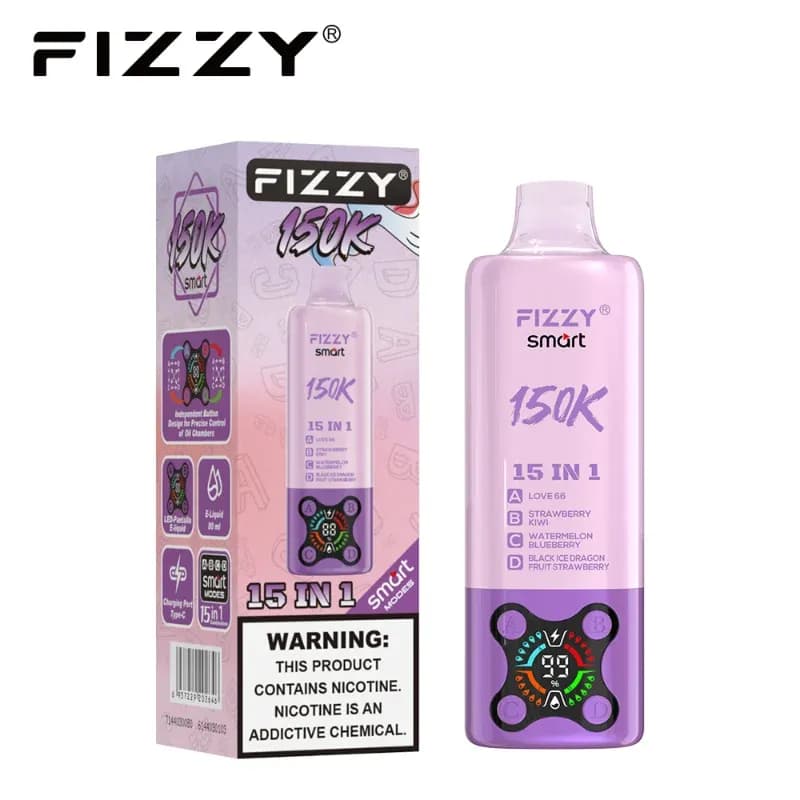 Fizzy Smart 150K, cigarette électronique jetable 15 en 1, 4 capsules indépendantes de 80 ml à 2 % de nicotine