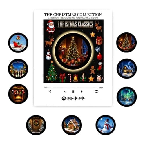 Coffret lecteur de musique magnétique de Noël pour réfrigérateur avec 9 disques et mini-vinyle USB-C