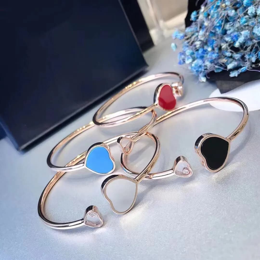 brand mother of pearl bangle bracelet for women red jade marrow love heart designer gold hearts bracelets jewelry gift