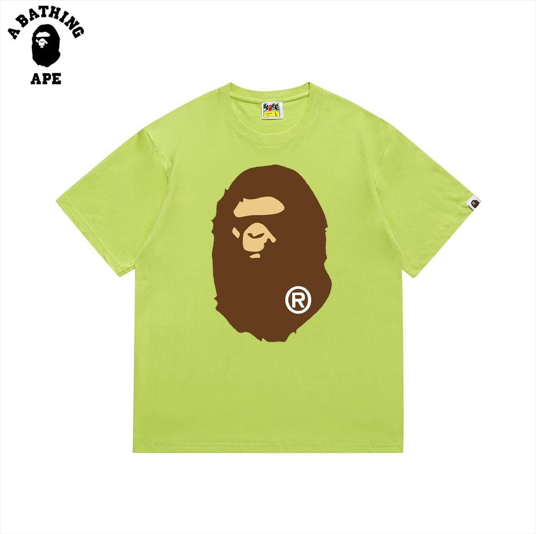 Chemise à manches courtes en pur coton avec imprimé tête de singe sur le devant et dans le dos de BAPE, modèle classique