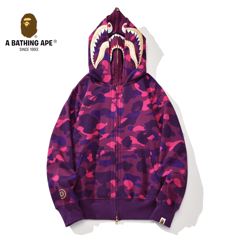 A BATHING APE ABC CAMO High Quality Pure Cotton Version Wealthy Golden Shark Head Double Hat SHARK FULL ZIP HOODIE MENS AND WOMEN Starry Sky&Spots