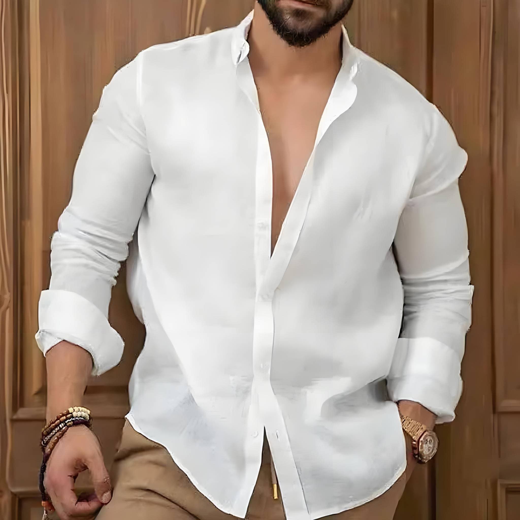 Men's Clothing Men's Cotton And Linen Shirts Men's Youth Casual Solid Color Lapel Long Sleeved Shirt Jacket