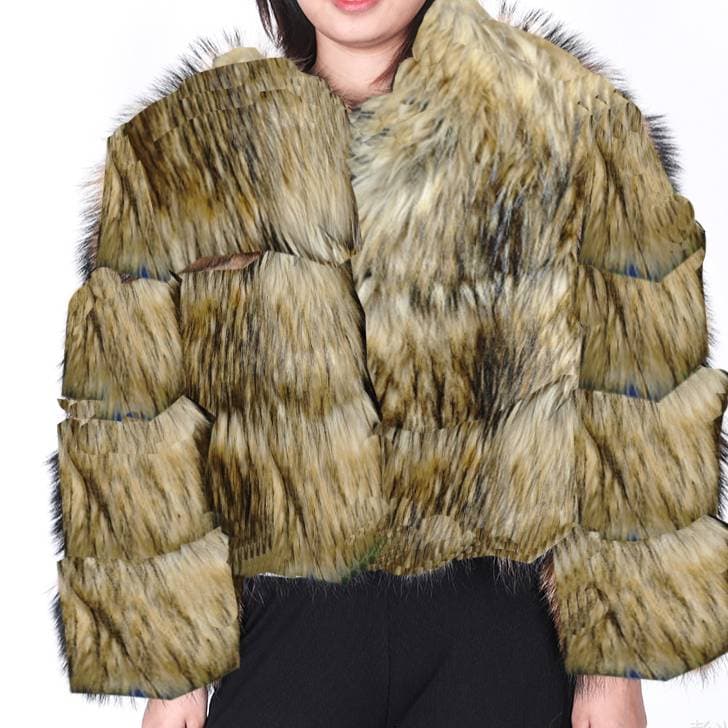 Women's Short Jacket With Fox Fur Trim, Winter Warm Outerwear, Elegant Faux Leather Coat, Fashionable Cropped Style, Multiple Colors Available