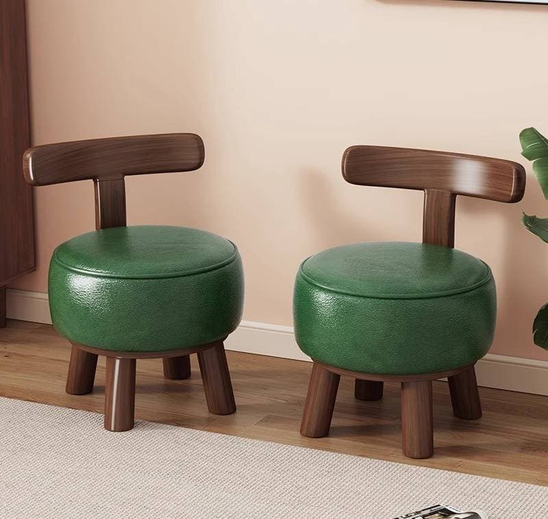 Home Rotatable Backrest Small Chair Low Solid Wood Living Room Sofa Coffee Table Simple Soft Cushion Shoe Changing Stool