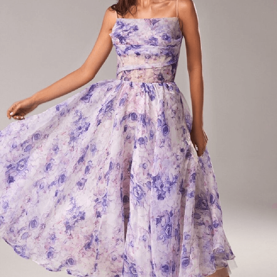 Women's Summer Strapless Sleeveless Printed Hem Dress