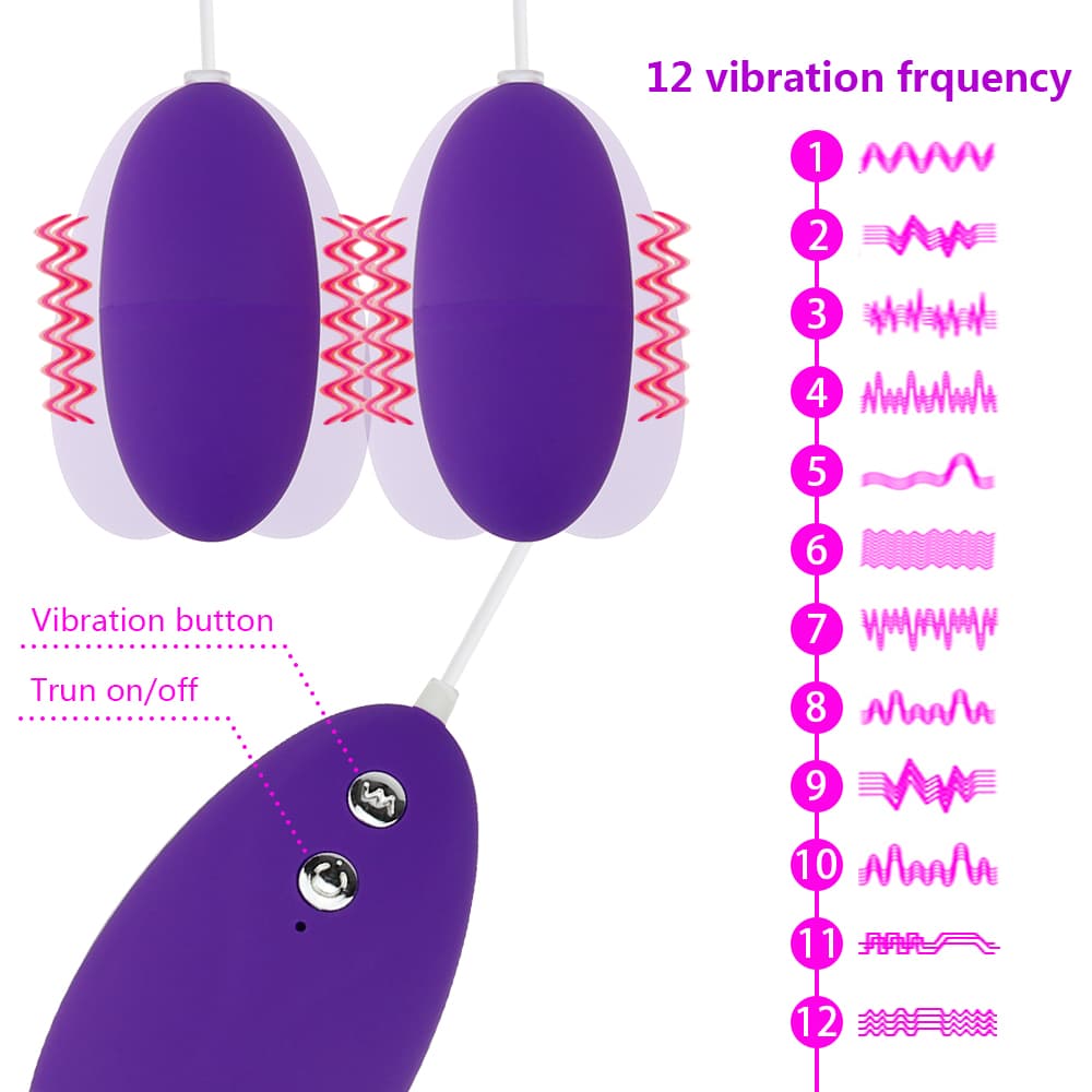Double Eggs Vibrator 12 Frequency Stimulation Clitoris G Spot Masturbator Suitable For Female Adults Se
