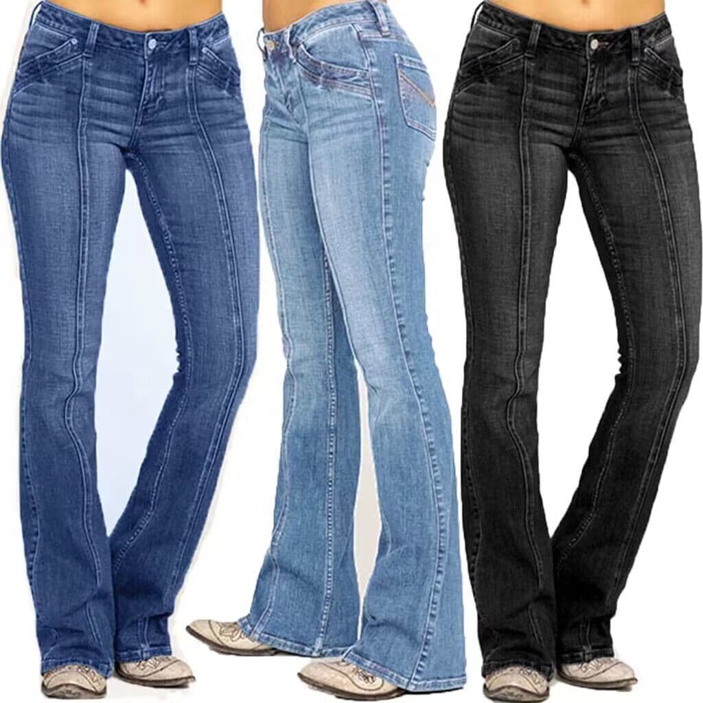 Women's Denim Vintage Y2K Low Waist Flared Trousers