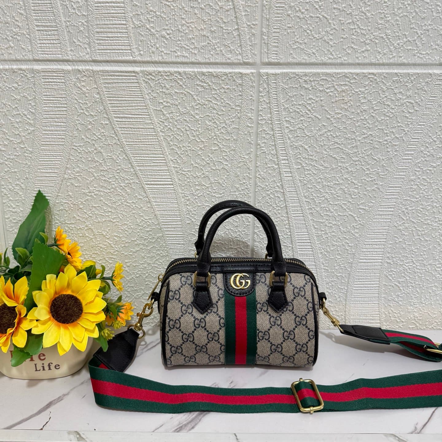 Sac Boston Gucci petit modèle, sac oreiller, sac à main femme de haute qualité, sac bandoulière large