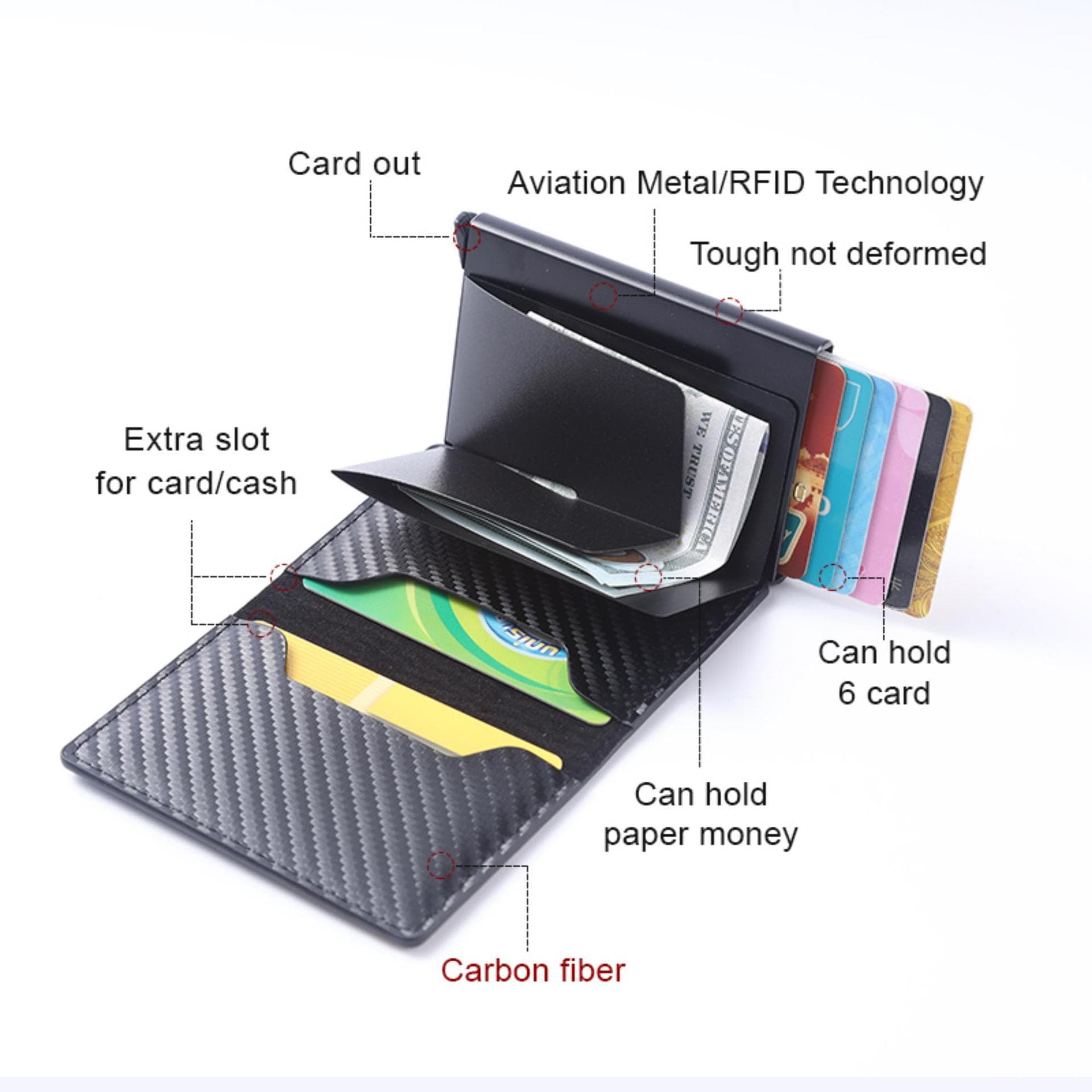 New Crazy Horse Leather Men's Wallet Automatic Pop Up Credit Card Box Ultra Thin RFID Anti Theft Card Holder Metal Card Holder