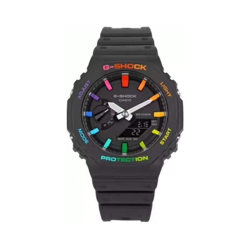 Montres de luxe pour femmes, dégradé de couleurs arc-en-ciel, transparentes, sport, multifonctions, pointeur lumineux, haut de gamme, GA-2100SRS-7A