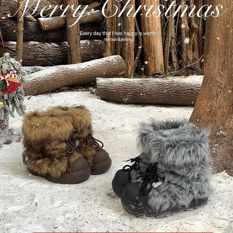 Women's Winter Snow Boots With Faux Fur Lining, Thick Sole & Slip-Resistant, Cozy Comfort For Outdoor & Casual Wear, Light Luxury Style