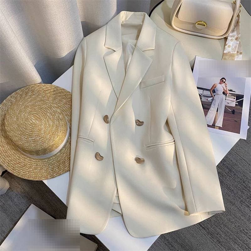 Blazer gris premium pour femme, style britannique, coupe slim, texture française, veste idéale pour le printemps et l'automne, parfaite pour le bureau.