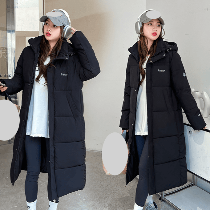 Women's Clothing Down Cotton Jacket For Women Autumn And Winter New Style Large Size Loose Mid Length Versatile Hooded Cotton Jacket