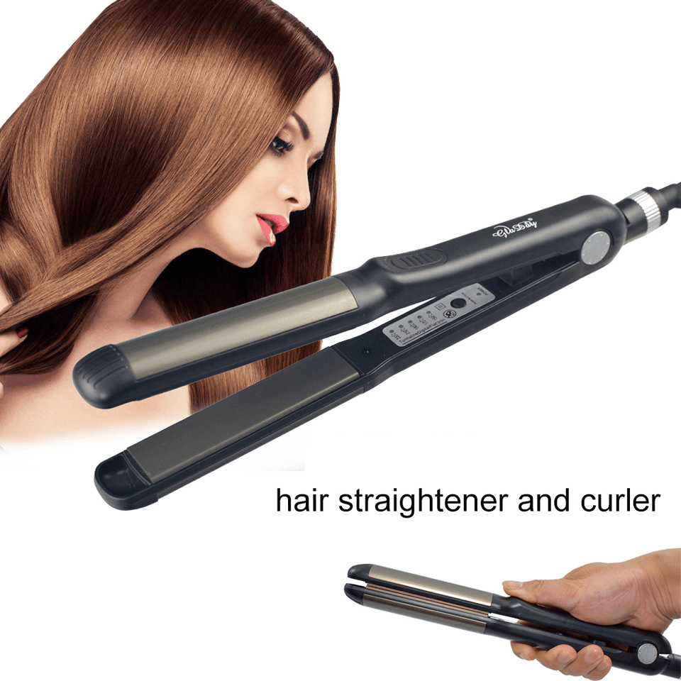 Hair Straightener & Curling Iron - 2-In-1 Styling Tool With Ceramic Coating & Heat Protection (For Smooth Straight Hair & Voluminous Curls)