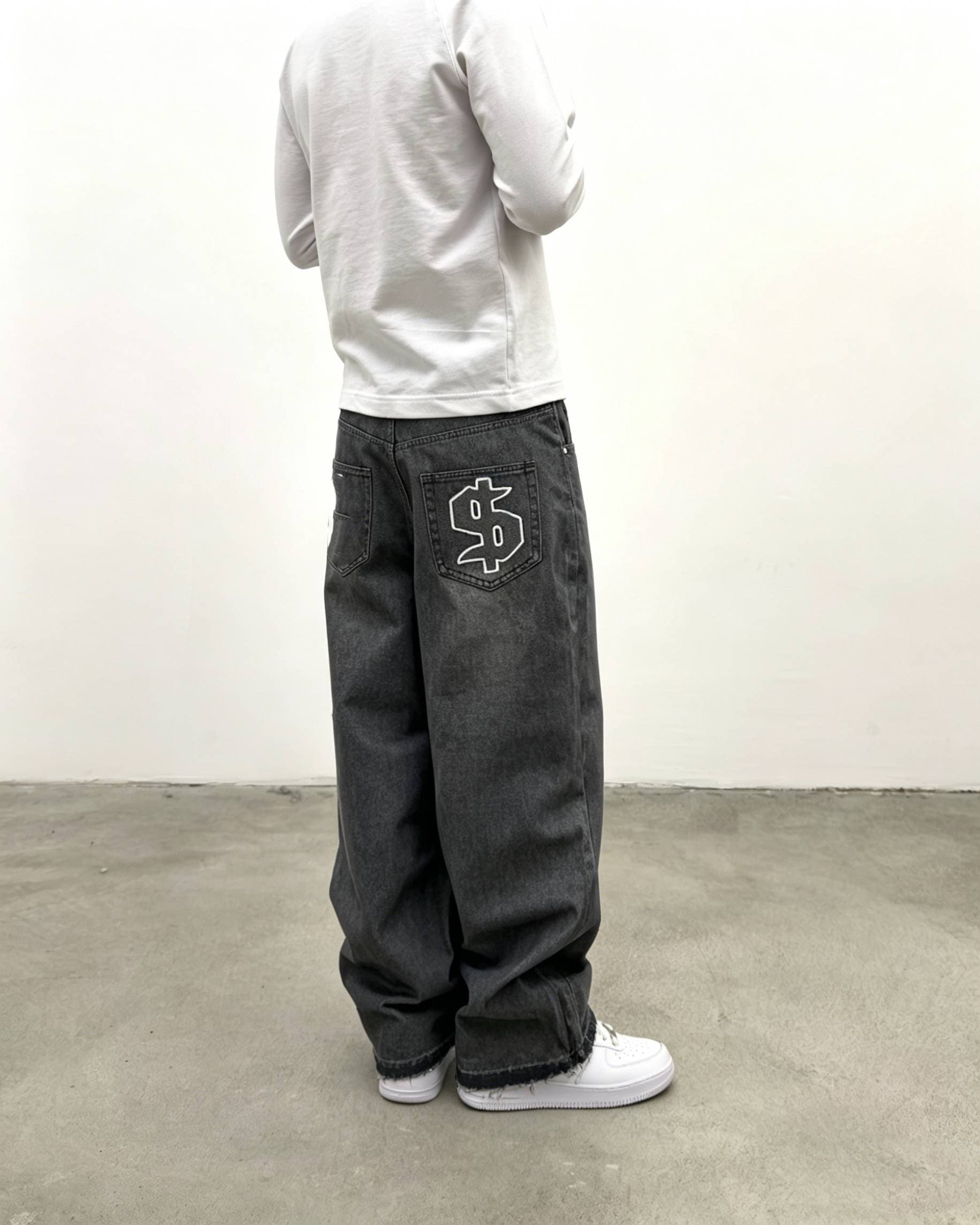 Men's Clothing Fashion Retro American High Street Washed Old Rough Edge Jeans Personalized Street Casual Straight-leg Pants
