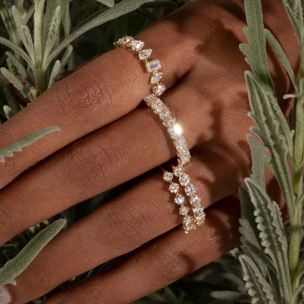 Popular zircon rings for women ins style geometric zircon rings