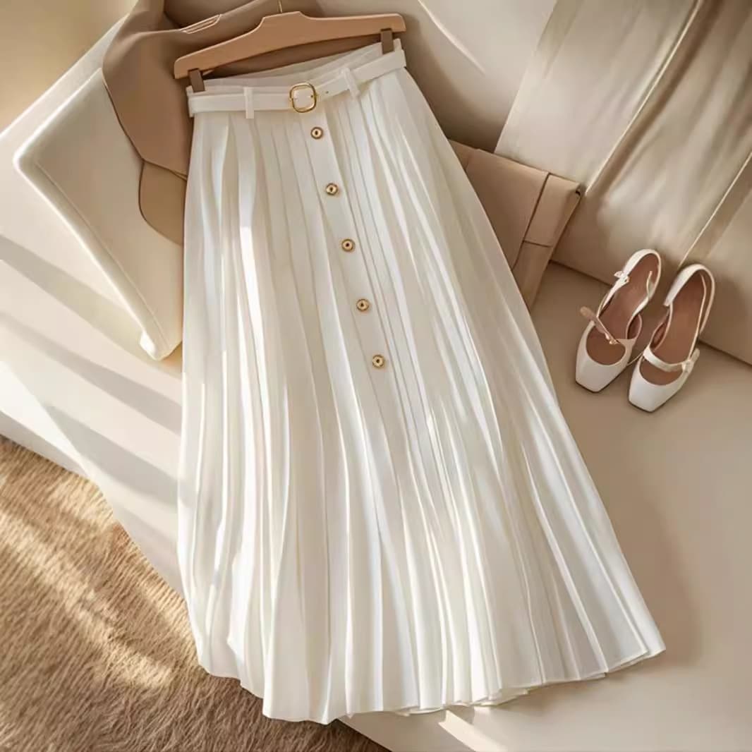 Women's Clothing Autumn New Style This Year Popular High End And Beautiful A Line High Waist Skirt Female Pleated Skirt Summer
