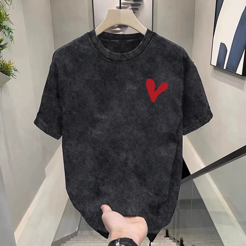 T-shirt à manches courtes délavé et vieilli pour homme, nouvelle tendance ample, été 2024