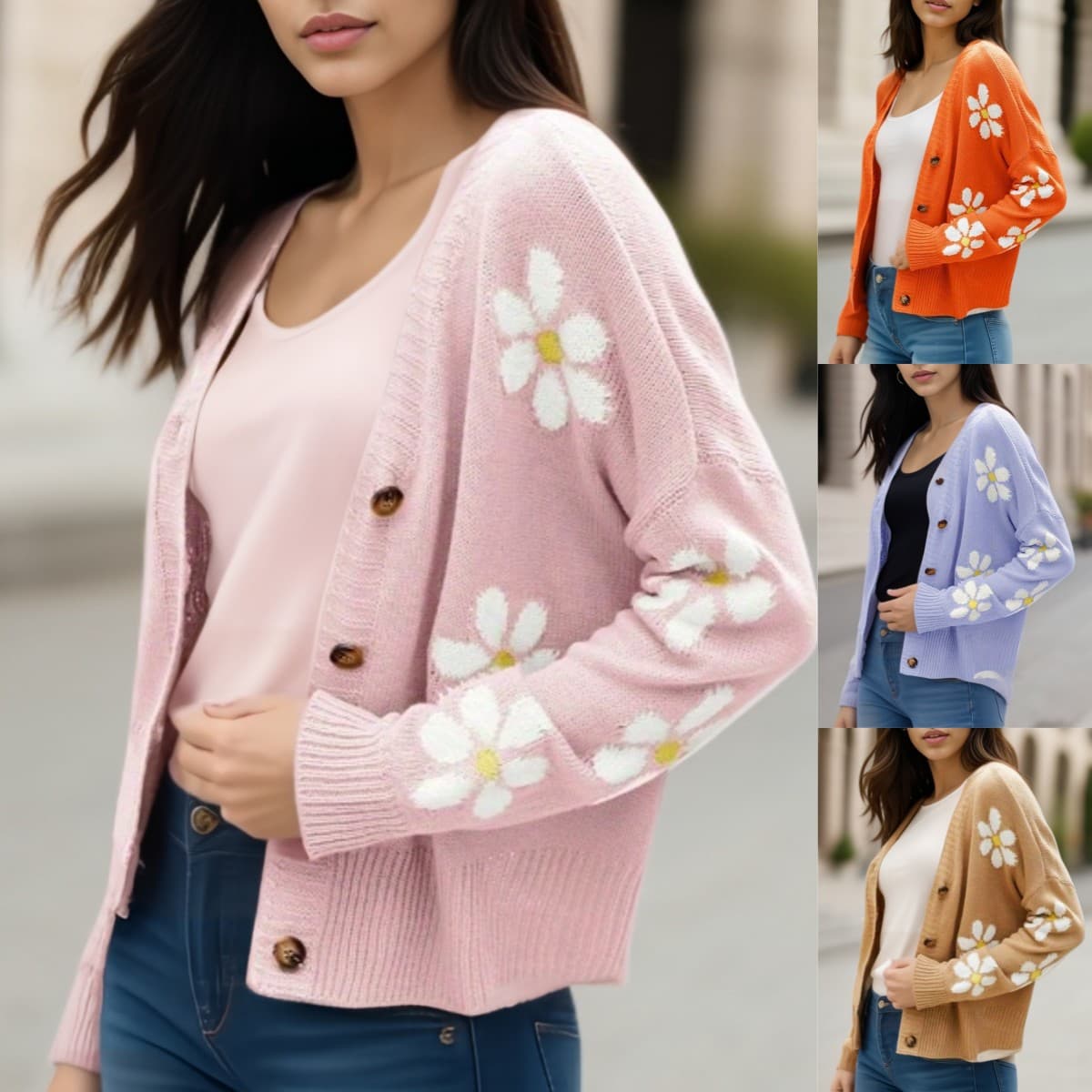 Women's Clothing new ins style knitted cardigan jacket loose college style sweater cardigan