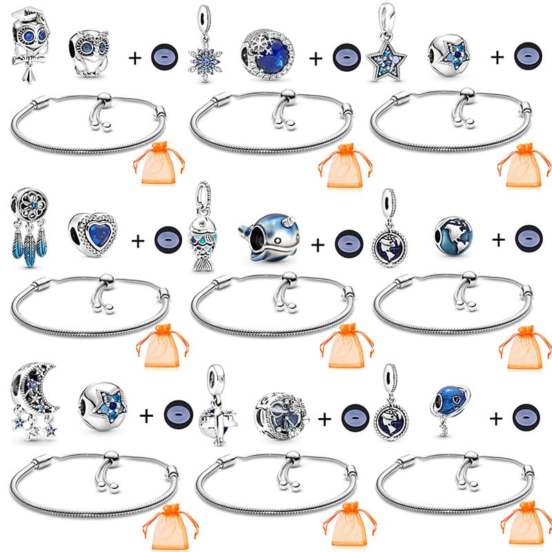 Charm Bracelets Luxury Accessories Diy Blue Diamond Star Accessories With Adjustable Length Basic Chain
