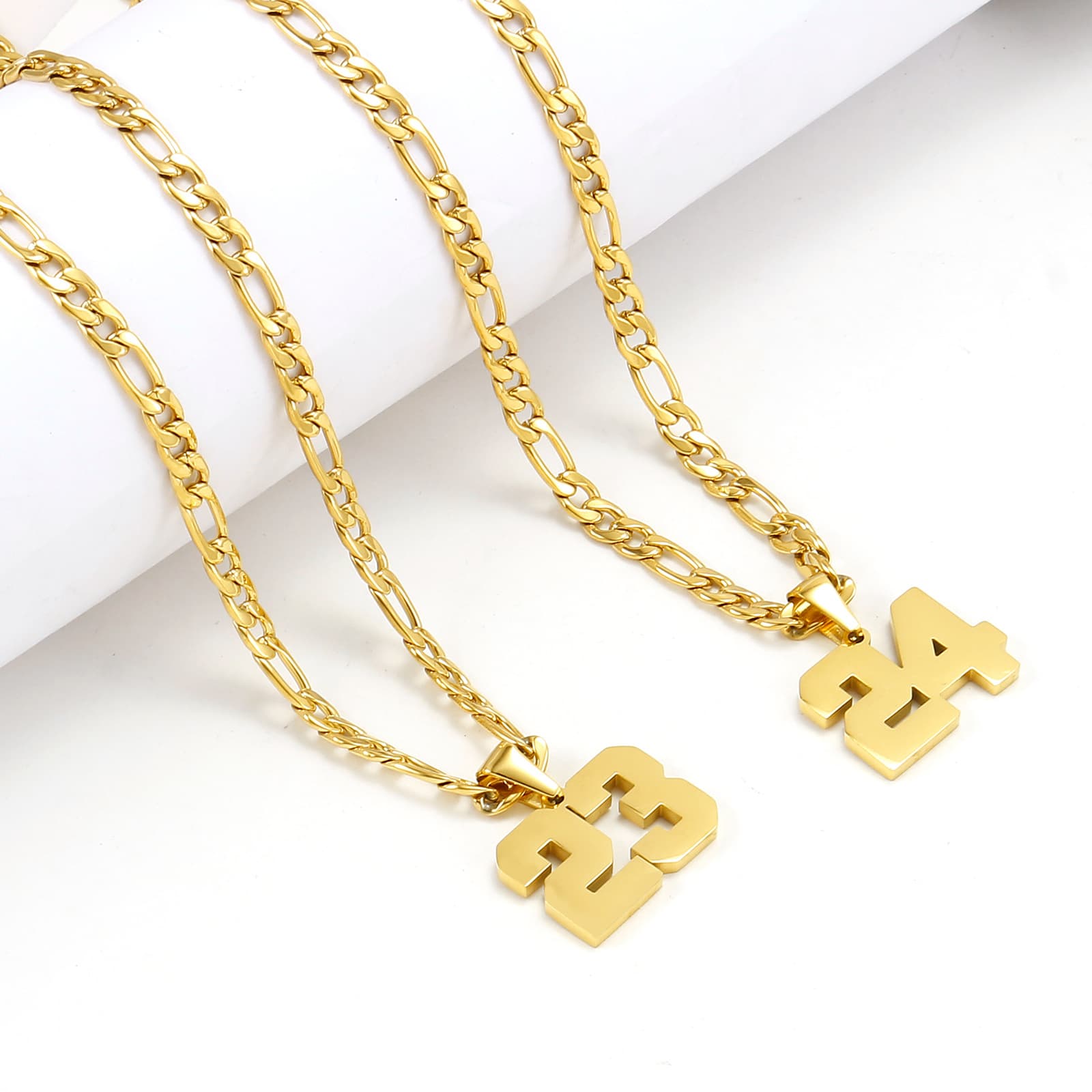 Women's Jewelry Hip Hop Trend Stainless Steel Necklace Gold Plated Lucky Number High End Pendant Jewelry Titanium Steel Necklace