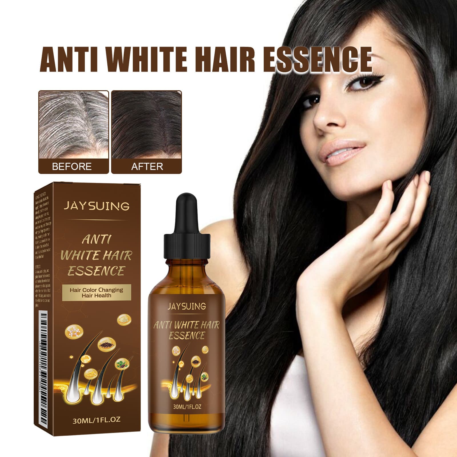 Jayswing Anti Whitening White to Black Scalp Massage Moisturizing Hair Growth essence