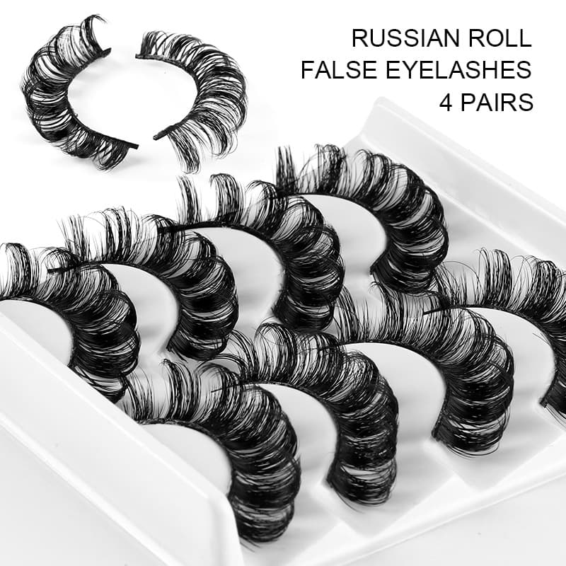 Lash extension set Thick False Eyelashes 4 pairs of natural fiber eyelashes Curl eyelashes