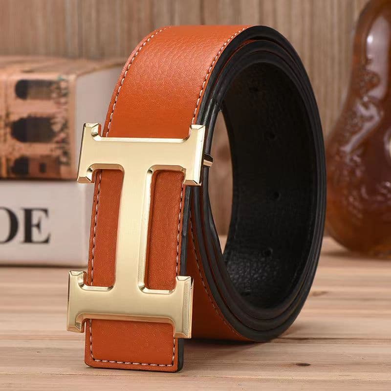 Ceinture H en cuir pour homme avec boucle lisse pour jeune personnalité, ceinture tendance tendance pour homme, ceinture polyvalente haut de gamme