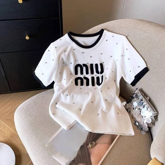 Pull en tricot à manches courtes pour femme avec motif diamant