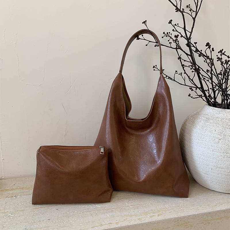 Women's Large Capacity Commuter Simple Fashion Retro Tote Bag, Casual Lazy Personality Crossbody Bag