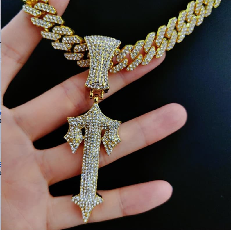 Gold large sword large cross pendant Hipster alloy Hip hop pendant for men Cuban chain