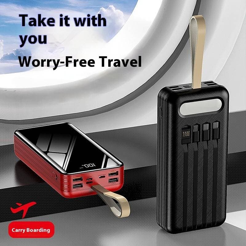 High-Capacity 50000mAh Power Bank With Built-in Cable, 10W Fast Charging, Portable External Battery For Outdoor Camping & Travel​