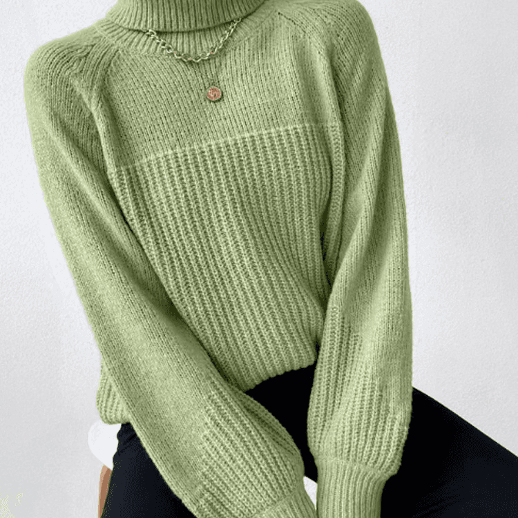 Women's Clothing Autumn And Winter New Style Simple Lapel Raglan Sleeve Pullover Knitted Sweater For Women